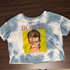 Bowie Graphic Crop Top - Blue Tie-Dye